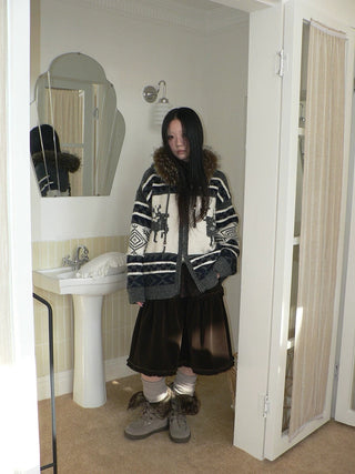Online Exclusive Vintage Loose Fit Hooded Striped Print Cropped Zip Women Jacket