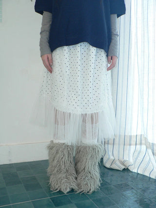 Pleated Korean Aline Elastic Waist White Girls Ladies Midi Skirt