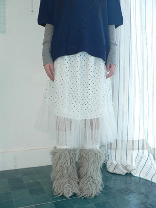 Pleated Korean Aline Elastic Waist White Girls Ladies Midi Skirt