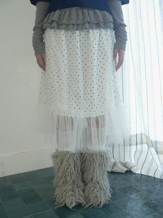 Pleated Korean Aline Elastic Waist White Girls Ladies Midi Skirt