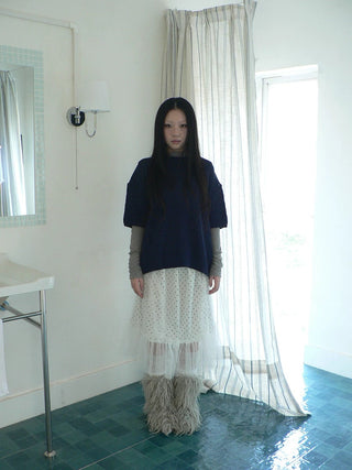 Pleated Korean Aline Elastic Waist White Girls Ladies Midi Skirt
