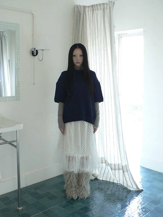 Pleated Korean Aline Elastic Waist White Girls Ladies Midi Skirt