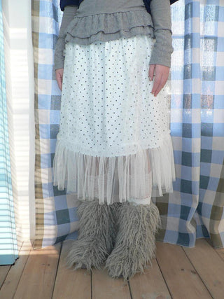 Pleated Korean Aline Elastic Waist White Girls Ladies Midi Skirt