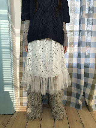 Pleated Korean Aline Elastic Waist White Girls Ladies Midi Skirt
