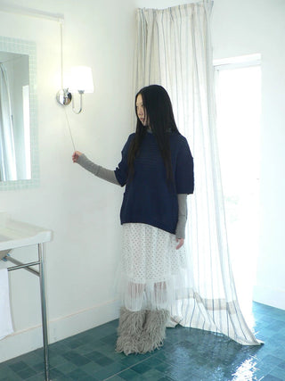 Pleated Korean Aline Elastic Waist White Girls Ladies Midi Skirt