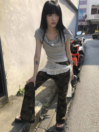 Post Apocalyptic Stacked Collar Layered Tie Detail Stretch Slim Tee