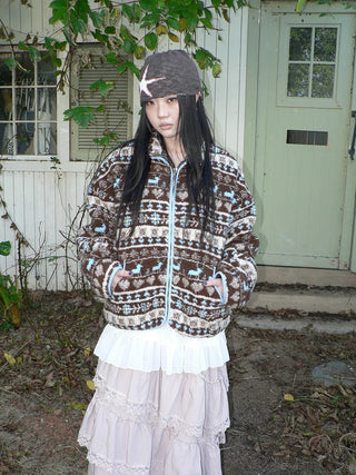 Retro Chic Oversized Lapel Zip Long Sleeve Casual Women Outerwear Jacket