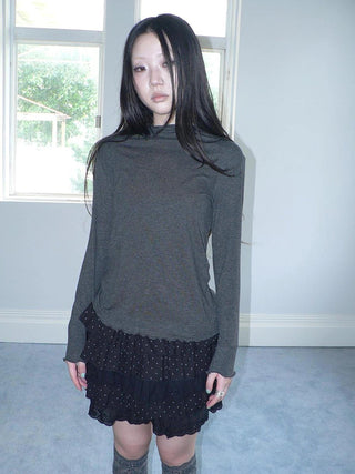 Stacked Neck Slim Fit Long Sleeve T-shirt T-shirt