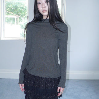 Stacked Neck Slim Fit Long Sleeve T-shirt T-shirt