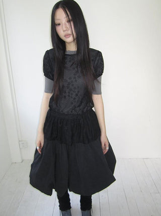 Star Print Lace Top With Drawstring Waist