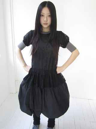 Star Print Lace Top With Drawstring Waist