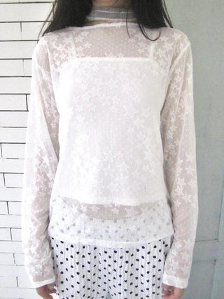 Star Sheer Layering Tee Summer Lightweight Long Sleeve Top