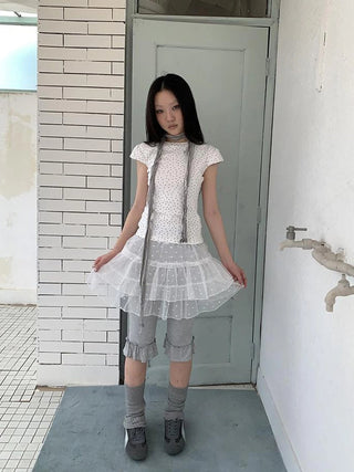 Summer Elastic Waist Ruffled Hem Slimming Shorts