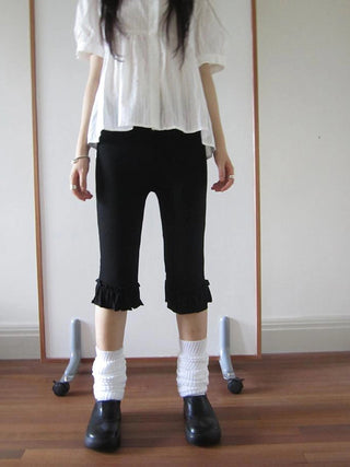 Summer Elastic Waist Ruffled Hem Slimming Shorts