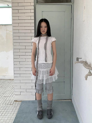 Summer Elastic Waist Ruffled Hem Slimming Shorts