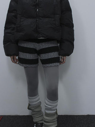 Textured Stripe Knit Shorts Women Stretch Slim Fit Color Block