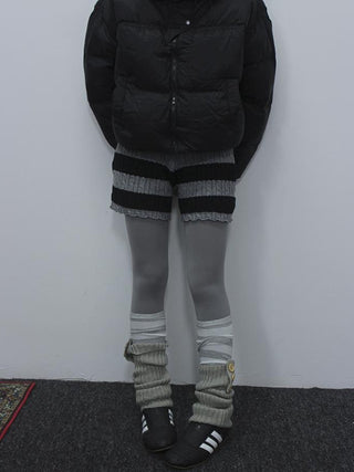 Textured Stripe Knit Shorts Women Stretch Slim Fit Color Block