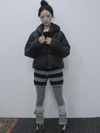 Textured Stripe Knit Shorts Women Stretch Slim Fit Color Block