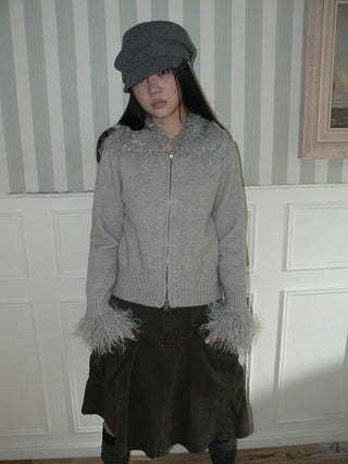Thermal Knit Zip Hooded Straight Fit Commuter Short Solid Color Cardigans