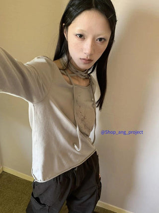 Tie Dye Print Wrap Detail Cropped Tee