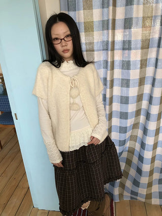 Tie Front Knit Korean Loose Layering Womens Short Sleeve Button Cardigans