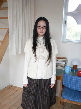 Tie Front Knit Korean Loose Layering Womens Short Sleeve Button Cardigans