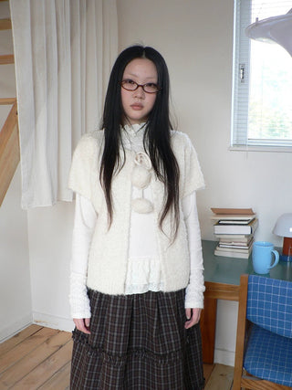 Tie Front Knit Korean Loose Layering Womens Short Sleeve Button Cardigans