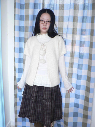 Tie Front Knit Korean Loose Layering Womens Short Sleeve Button Cardigans