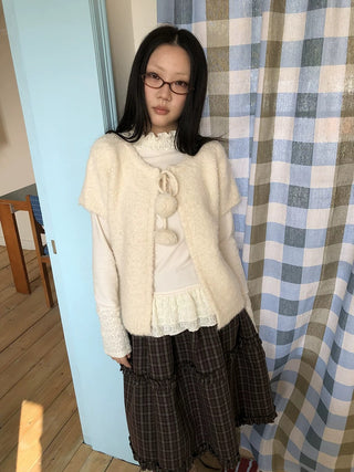 Tie Front Knit Korean Loose Layering Womens Short Sleeve Button Cardigans