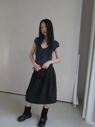 U Neck Tie Front Stretch Cotton Slim Fit Cropped Tee
