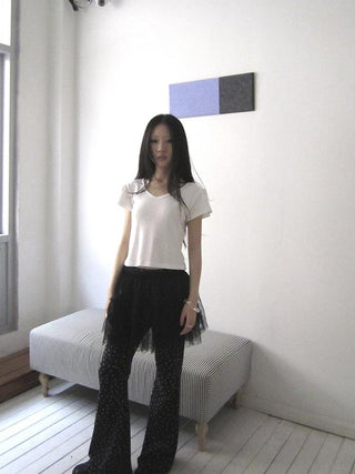V-Neck Crop Top With Small Wing Sleeves