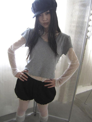 V-Neck Crop Top With Small Wing Sleeves
