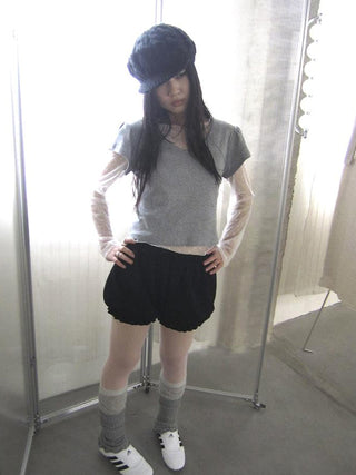 V-Neck Crop Top With Small Wing Sleeves