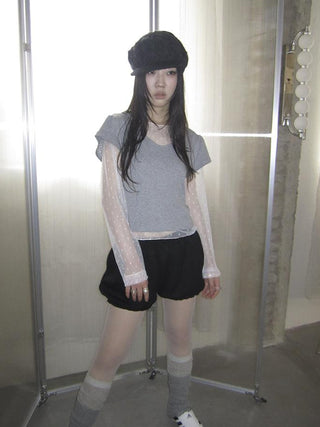 V-Neck Crop Top With Small Wing Sleeves