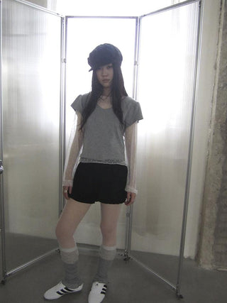 V-Neck Crop Top With Small Wing Sleeves