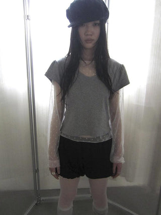 V-Neck Crop Top With Small Wing Sleeves