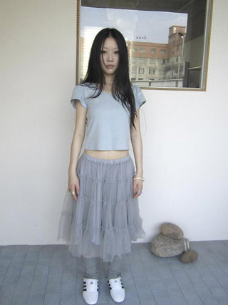 V-Neck Crop Top With Small Wing Sleeves