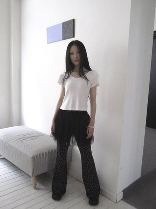 V-Neck Crop Top With Small Wing Sleeves