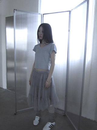 V-Neck Crop Top With Small Wing Sleeves
