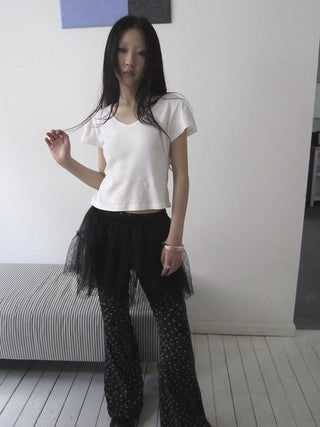 V-Neck Crop Top With Small Wing Sleeves