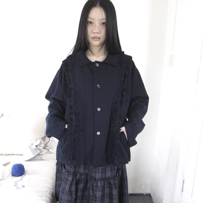 Vintage Autumn Notched Collar Single Breasted Wool Coat Jacket