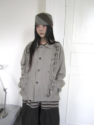 Vintage Autumn Notched Collar Single Breasted Wool Coat Jacket