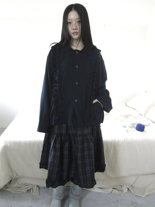 Vintage Autumn Notched Collar Single Breasted Wool Coat Jacket