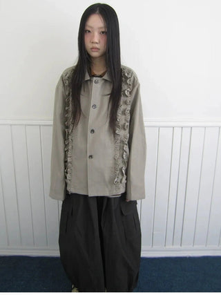 Vintage Autumn Notched Collar Single Breasted Wool Coat Jacket