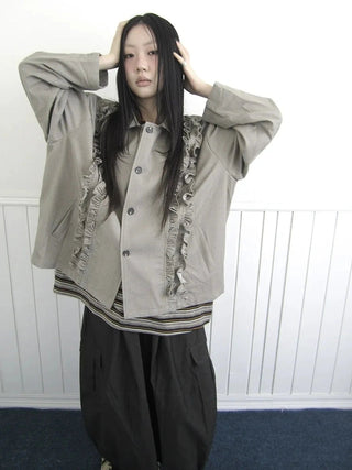Vintage Autumn Notched Collar Single Breasted Wool Coat Jacket