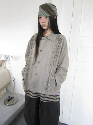 Vintage Autumn Notched Collar Single Breasted Wool Coat Jacket