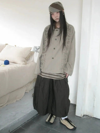 Vintage Autumn Notched Collar Single Breasted Wool Coat Jacket