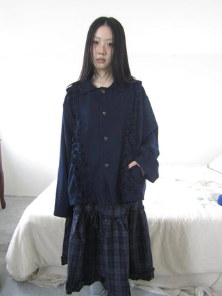 Vintage Autumn Notched Collar Single Breasted Wool Coat Jacket
