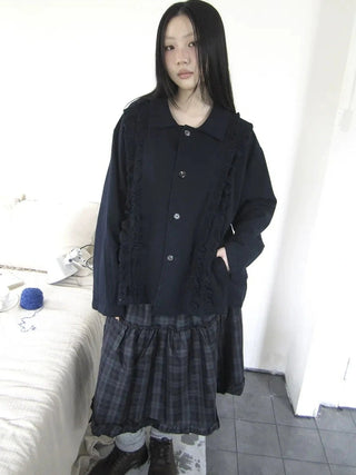 Vintage Autumn Notched Collar Single Breasted Wool Coat Jacket