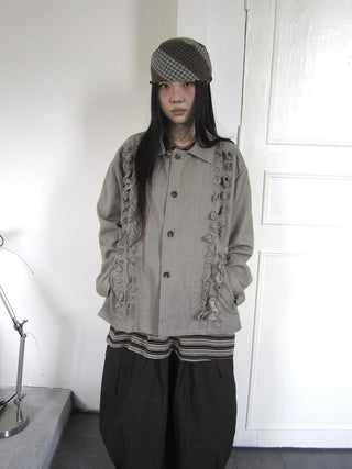 Vintage Autumn Notched Collar Single Breasted Wool Coat Jacket